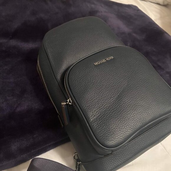 Michael Kors Cooper Commuter Sling Pack Embossed Leather Backpack - Picture 2 of 3